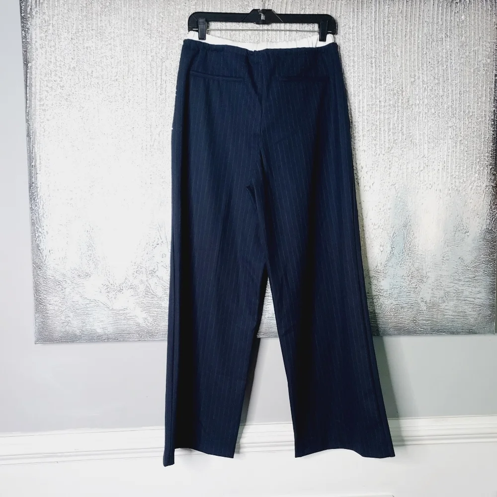 NWT Zara Navy Pinstripe Straight-Leg Pants - Picture 11 of 13